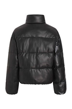 FAUX LEATHER SHORT PUFFER