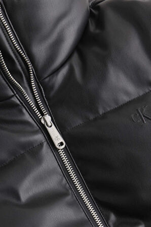 FAUX LEATHER SHORT PUFFER