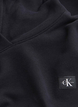 Calvin Klein Jeans Kapüşon Yaka Düz Siyah Kadın Sweatshırt WOVEN LABEL PEACHED HOODIE