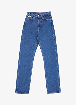 Calvin Klein Jeans Yüksek Bel Düz Paça Straight Koyu Mavi Kadın Denim Pantolon HIGH RISE STRAIGHT