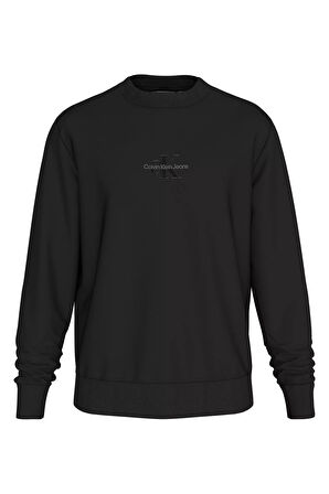 Erkek MONOLOGO CREW NECK Kazak - Siyah  | L