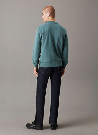 Calvin Klein Jeans Bisiklet Yaka Yeşil Erkek Sweatshırt J30J326144CH2 CHENILLE MONOLOGO CRE