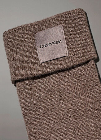 Calvin Klein Kahve Kadın Eldiven CASHMERE CHUNKY OPEN RIB GLOVES