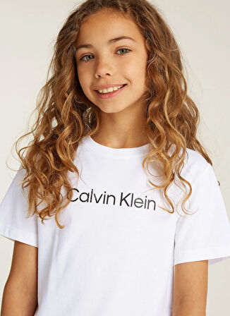 Calvin Klein Baskılı Beyaz Erkek Çocuk T-Shirt IU0IU00682YAF