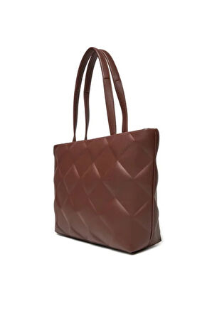 Kadın Ck Diamond Quilt Medium Shopper Omuz Çantası - Bordo | undefined