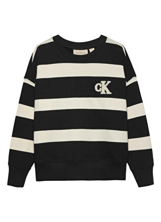 Calvin Klein Çizgili Erkek Siyah Sweatshırt IB0IB022060AS