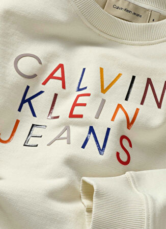 Calvin Klein Baskılı Erkek Çocuk  Beyaz Sweatshırt IB0IB02204YBI