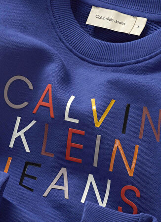 Calvin Klein Baskılı Erkek Çocuk Mavi Sweatshırt IB0IB02204C6Z