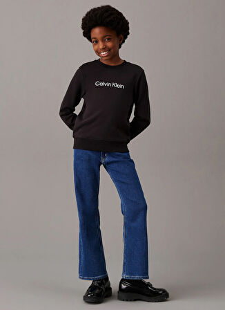 Calvin Klein Baskılı Erkek Çocuk Siyah Sweatshırt IU0IU00680BEH