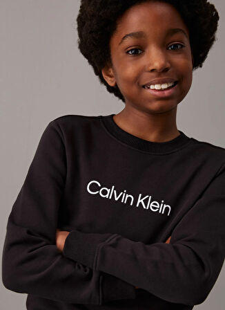 Calvin Klein Baskılı Erkek Çocuk Siyah Sweatshırt IU0IU00680BEH