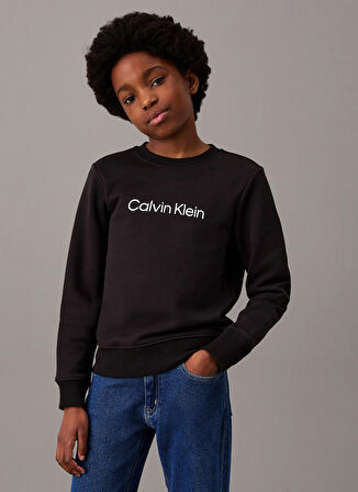 Calvin Klein Baskılı Erkek Çocuk Siyah Sweatshırt IU0IU00680BEH
