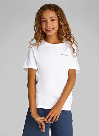 Calvin Klein Baskılı Beyaz Erkek Çocuk T-Shirt IU0IU00683YAF