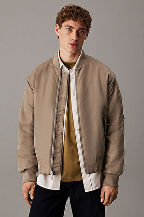Erkek LS Dolgulu Nylon Bomber Ceket - Gri | XS