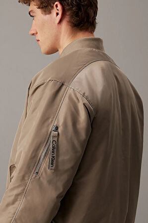 Erkek LS Dolgulu Nylon Bomber Ceket - Gri | XS