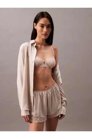 L/S TOP BUTTONDOWN, PEA Kadın Krem Pijama Üstü