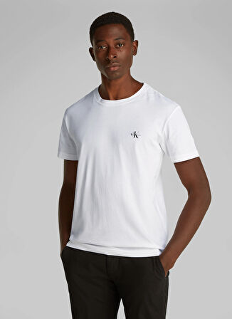 Calvin Klein Jeans Beyaz Erkek T-Shirt J30J3201990K4 2 PACK MONOLOGO