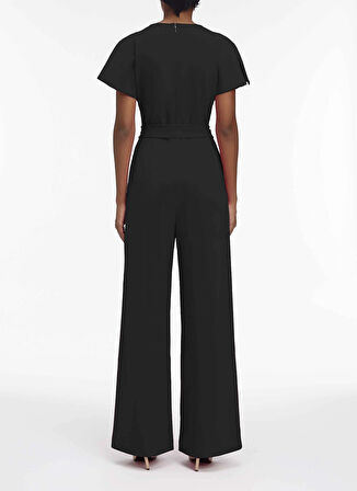 Calvin Klein Düz Siyah Kadın Tulum SCUBA CREPE SS BELTED JUMPSUIT