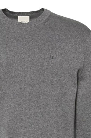 Erkek Bisiklet Yaka Supima Pamuklu Triko Kazak - Gri | S