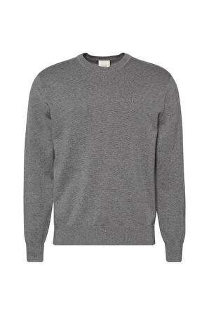 Erkek Bisiklet Yaka Supima Pamuklu Triko Kazak - Gri | L