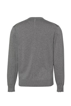 Erkek Bisiklet Yaka Supima Pamuklu Triko Kazak - Gri | L