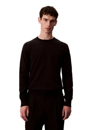 Erkek Regular Fit Bisiklet Yaka Supima Pamuklu Triko Kazak - Siyah | S