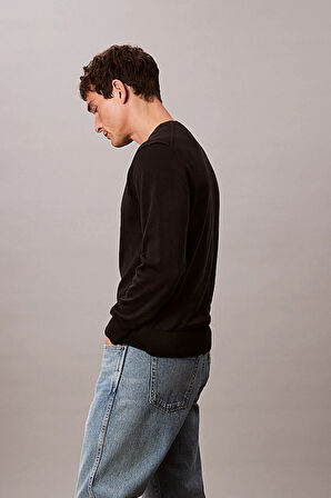 Erkek Regular Fit Bisiklet Yaka Supima Pamuklu Triko Kazak - Siyah | S