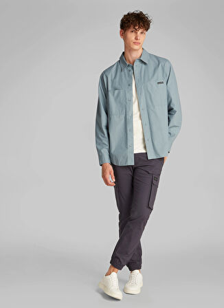 Calvin Klein Jeans Relaxed Açık Gri Erkek Gömlek J30J326721PC2 COTTON POPLIN RELAXED