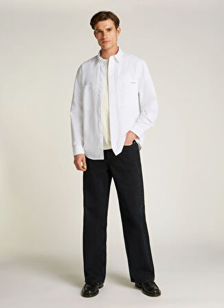 Calvin Klein Jeans Relaxed Beyaz Erkek Gömlek J30J326721YAF COTTON POPLIN RELAXED