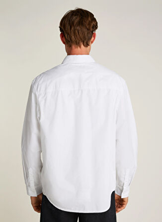 Calvin Klein Jeans Relaxed Beyaz Erkek Gömlek J30J326721YAF COTTON POPLIN RELAXED