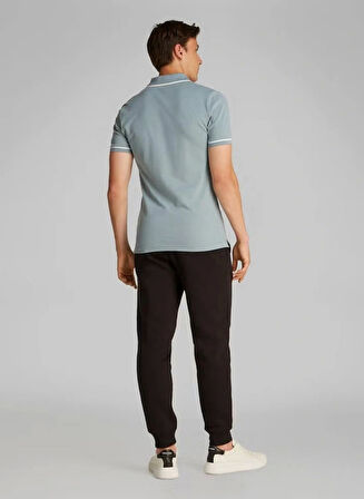 Calvin Klein Erkek Şeritli Logolu Mavi Polo Yaka T-shirt
