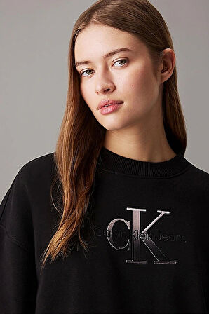 Calvin Klein Kadın Monogram Siyah Sweatshirt  Elbise