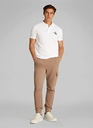 Calvin Klein Jeans Beyaz Erkek Polo T-Shirt J30J325664YAF MONOLOGO POLO