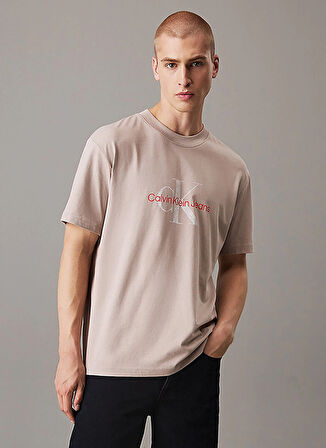 Calvin Klein Jeans Taş Erkek T-Shirt J30J327086PAN TEXTURED MONOLOGO TEE