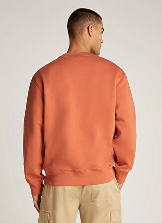 Calvin Klein Jeans Kahve Erkek Sweatshırt J30J327105GAM BRISTLE MONOLOGO CRW