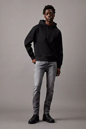 Erkek LOGO Tape Kapüşonlu Sweatshirt - Siyah  | XS