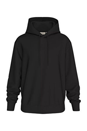 Erkek LOGO Tape Kapüşonlu Sweatshirt - Siyah  | S