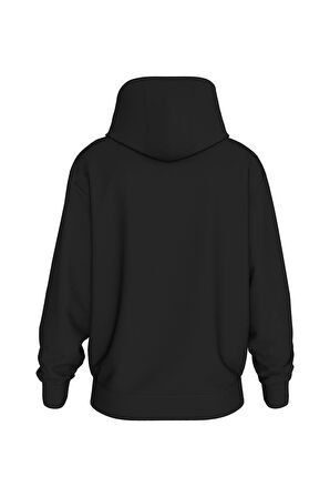 Erkek LOGO Tape Kapüşonlu Sweatshirt - Siyah  | S