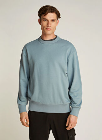 Calvin Klein Jeans Açık Gri Erkek Sweatshırt J30J326769PC2 TEXTURED CREPE JERSEY