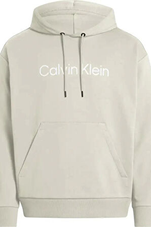 Calvin Klein Erkek Logolu Kapüşonlu Bej Sweatshirt