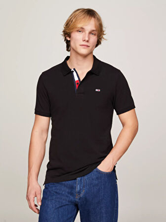 Erkek Tjm Slim Pat Polo T-Shirt - Siyah | S