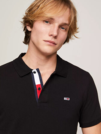 Erkek Tjm Slim Pat Polo T-Shirt - Siyah | S