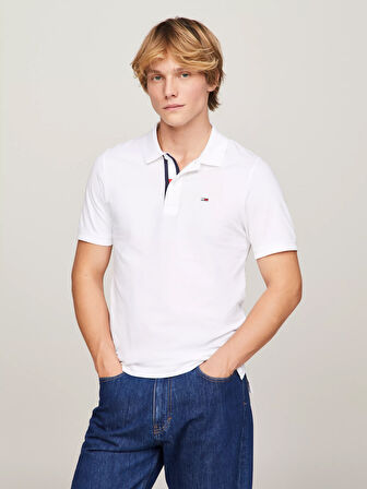 Erkek Tjm Slim Pat Polo T-Shirt - Beyaz | S