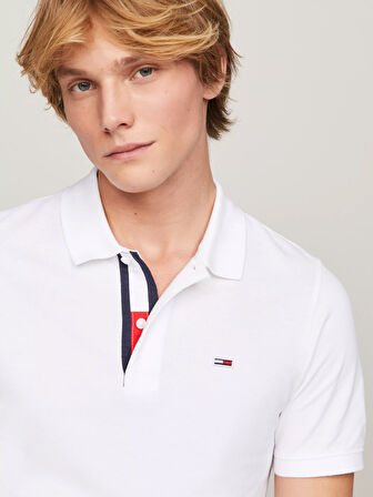 Erkek Tjm Slim Pat Polo T-Shirt - Beyaz | S