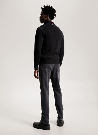 Tommy Hilfiger Bisiklet Yaka Slim Fit Siyah Erkek Kazak MW0MW28049BDS