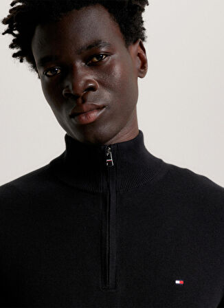 Tommy Hilfiger Bisiklet Yaka Slim Fit Siyah Erkek Kazak MW0MW28049BDS