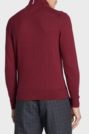 Tommy Hilfiger Pamuk ve Kaşmir Karışımlı Regular Fit Balıkçı Yaka Kazak Erkek KAZAK MW0MW28048 VLP BORDO