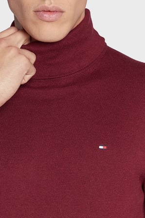 Tommy Hilfiger Pamuk ve Kaşmir Karışımlı Regular Fit Balıkçı Yaka Kazak Erkek KAZAK MW0MW28048 VLP BORDO