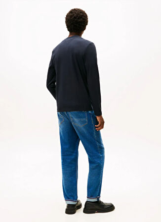 Tommy Hilfiger Bisiklet Yaka Mavi Erkek T-Shirt MW0MW27908DW5_LUXURY INTERLOCK LS T