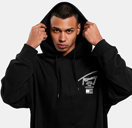 Tommy Jeans Oversize Aop Back Erkek Kapşonlu