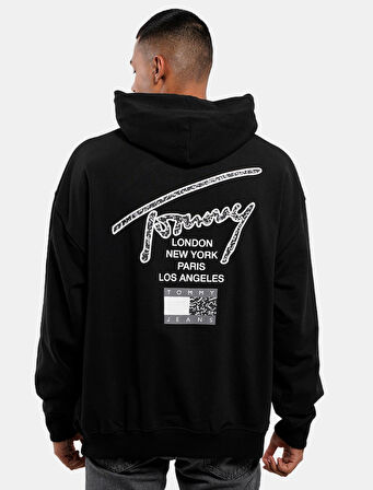 Tommy Jeans Oversize Aop Back Erkek Kapşonlu